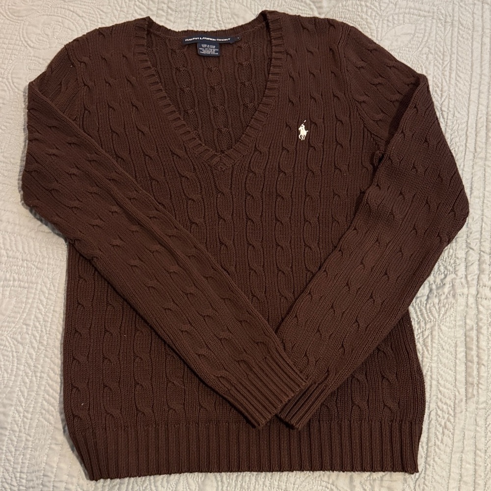 Ralph Lauren Sport Women’s Brown Cable Knit Sweater